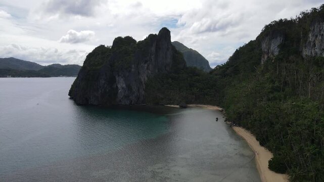 The aerial view of Bacuit Bay in the Philippines