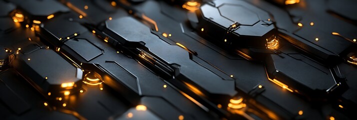 Abstract futuristic dark and golden technological background with a metallic texture