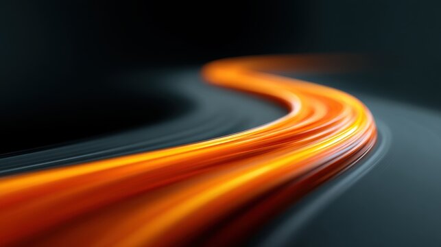 Vivid Flowing Light Trails in Dark Space Creating a Dynamic Abstract Background with Orange and Grey Color Contrast for Creative Projects - Powered by Adobe