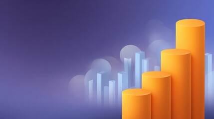Vibrant infographic concept with colorful orange bars and subtle blue elements on a soft purple background for business and financial data analysis