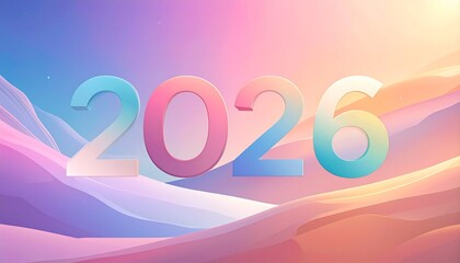 Vibrant 2026 numbers in futuristic landscape with colorful gradient