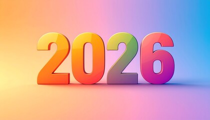 Vibrant 2026 numbers in modern colorful gradient background