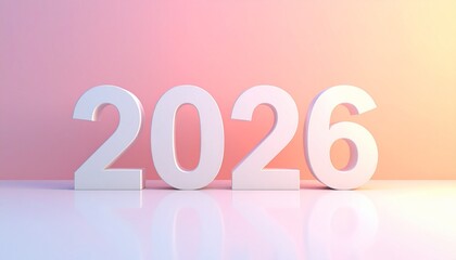 New year 2026 in white 3D numbers on colorful background