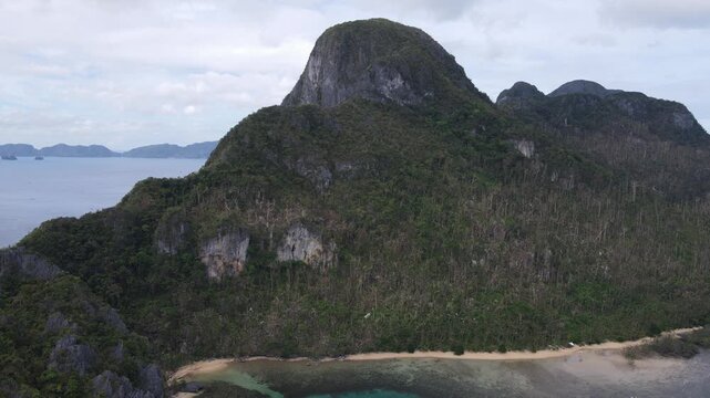 The aerial view of Bacuit Bay in the Philippines