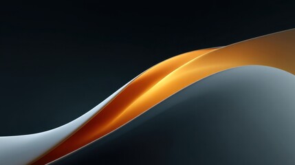 Abstract flowing shapes with smooth curves in dark background featuring orange and gray accents, creating a modern artistic digital design