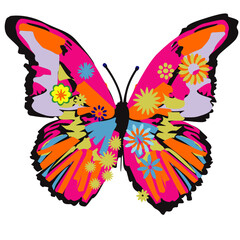 cute colourful butterfly  print vector art