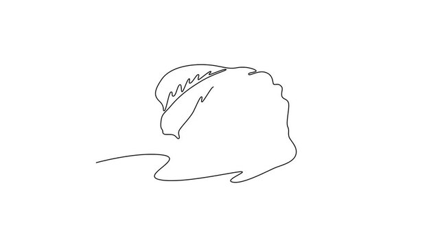A giant clam. Sea animal concept. Single line draw design. Full length animation illustration. High quality 4k footage