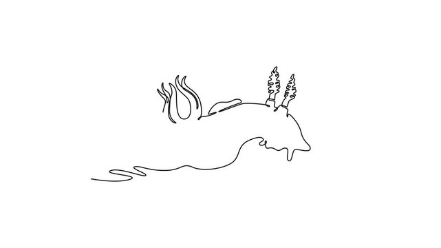 Sea slug. Sea animal concept. Single line draw design. Full length animation illustration. High quality 4k footage