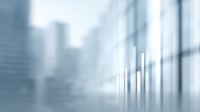 Abstract blurred cityscape with glass skyscrapers and financial building elements symbolizing growth, investment, and economic development - Powered by Adobe