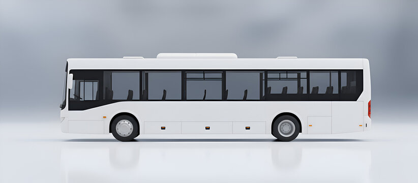 White city bus mockup in side view with clean blank surface, ideal for decal, logo, and full vehicle wrap branding. Perfect for public transport advertising and fleet identity design.