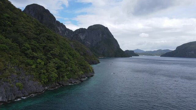 The aerial view of Bacuit Bay in the Philippines