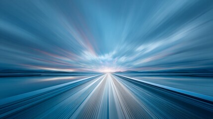 A dynamic, blurred image conveying speed and motion with a perspective of lines towards horizon