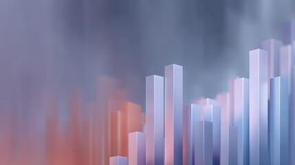 Abstract Representation of Data Growth with Bar Graphs on a Colorful Background Illustrating Analytics and Business Progress in a Modern Style