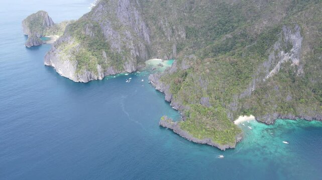 The aerial view of Bacuit Bay in the Philippines