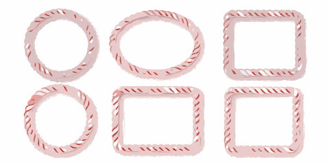 A collection of pink and white twisted rope shapes circles and squares © Kopil