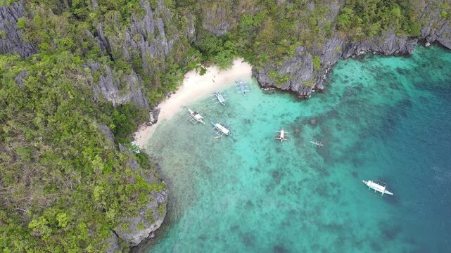 The aerial view of Bacuit Bay in the Philippines