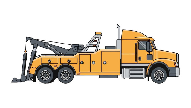 Yellow Tow Truck Illustration with Heavy-Duty Wrecker Equipment.
