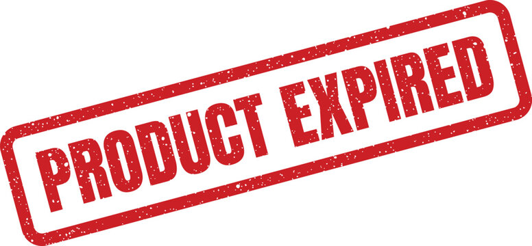 Bold red rectangular stamp impression stating PRODUCT EXPIRED for inventory and expiry date tracking