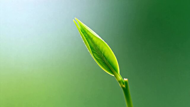 Closeup of a young green leaf
