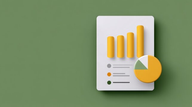 Modern financial infographic showing bar chart growth and pie chart analysis on green background for business and marketing strategies - Powered by Adobe