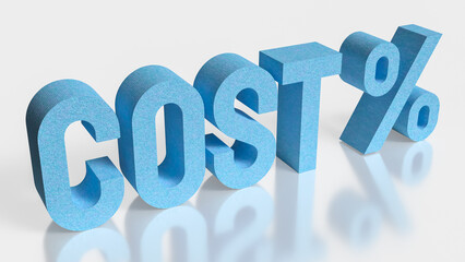Business Cost Reduction Strategy with Percentage Symbol 3d render.