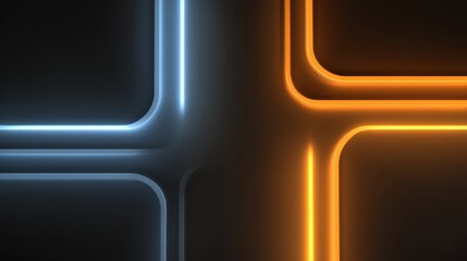 Abstract design featuring glowing neon lines in a geometric pattern on a dark background, perfect for futuristic or tech-themed projects