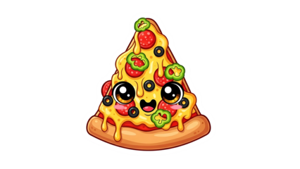 Happy pizza slice walking