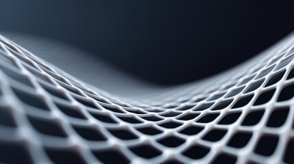 Abstract close-up of a wave-like mesh structure showcasing intricate patterns and depth, perfect for technology and design backgrounds or conceptual artwork