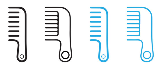 Black and Blue Outline Combs Side by Side on White Background.