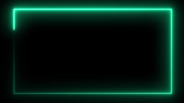Seamless loop animated rectangle picture frame  neon color 4K video graphic isolated on transparent on background.....