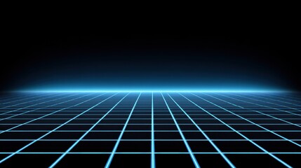 Futuristic Neon Grid with Dark Background for Technology and Science Concepts in Stylized Retro Design Aesthetic