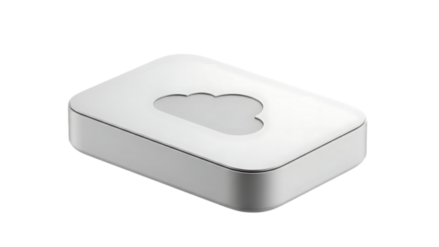 Apple Time Capsule wireless hard drive with cloud icon, isolated on transparent background, modern technology for data backup and storage. - Powered by Adobe