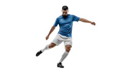 Man playing soccer isolated on white background on transparent background
