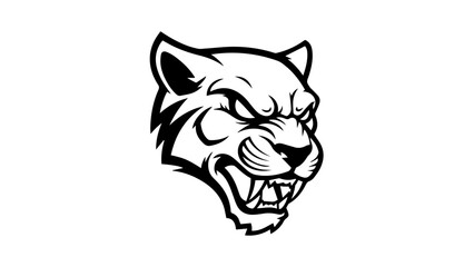 A cute vector illustration of a tiger and wolf head design featuring cartoon animal faces with artistic fur details and bold feline eyes for a fun mammal pet drawing