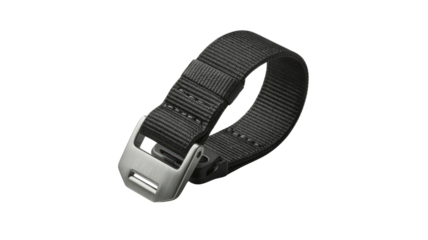 Close up of a gray seatbelt buckle isolated on transparent background