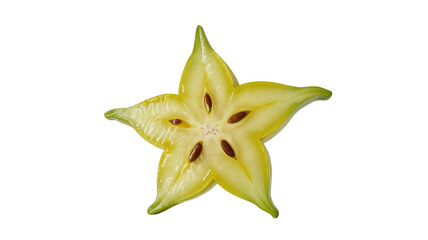 Fototapeta premium Starfruit isolated on transparent background yellow carambola with seeds