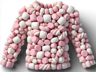A creative pink and white pill sweater on transparent background