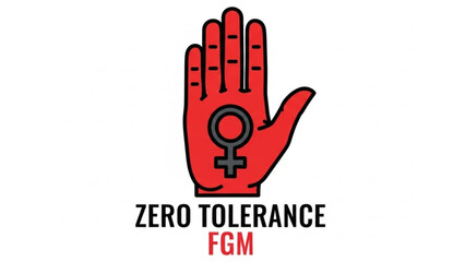 Fototapeta premium Red Hand Stop Female Genital Mutilation FGM Vector Illustration