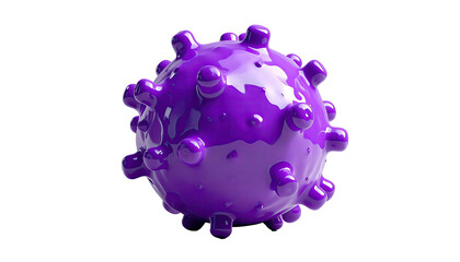 Glossy purple sphere with protruding bumps against a black background