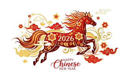 Decorative Chinese New Year 2026 Year of the Horse Illustration