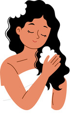 woman washing hair and relaxing