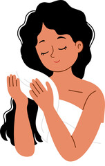 woman washing hair and relaxing