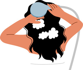 woman washing hair and relaxing