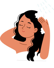woman washing hair and relaxing