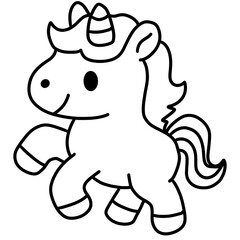 Fototapeta premium Cute Unicorn Line Art Illustration for Children’s Coloring and Fantasy Design