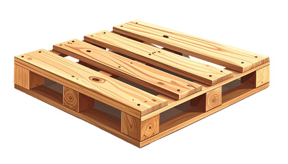 Wooden pallet illustration, perspective view on a black background