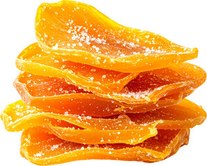 Dried mango fruit slices isolated on white