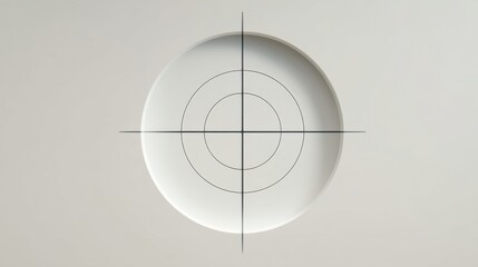 Minimalistic design of a circular target with crosshairs on a smooth neutral background suitable for various creative and commercial applications