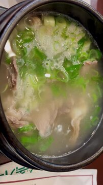 steam and green onions.