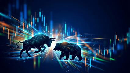 Dynamic Financial Market Concept with Bull and Bear